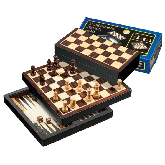 Philos Reise-Schach-Backgammon-Dame-Set, magnetisch