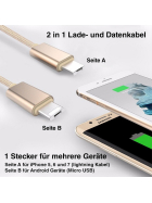 iPhone & Android 2in1 Lade- und Datenkabel, 1 m, gold