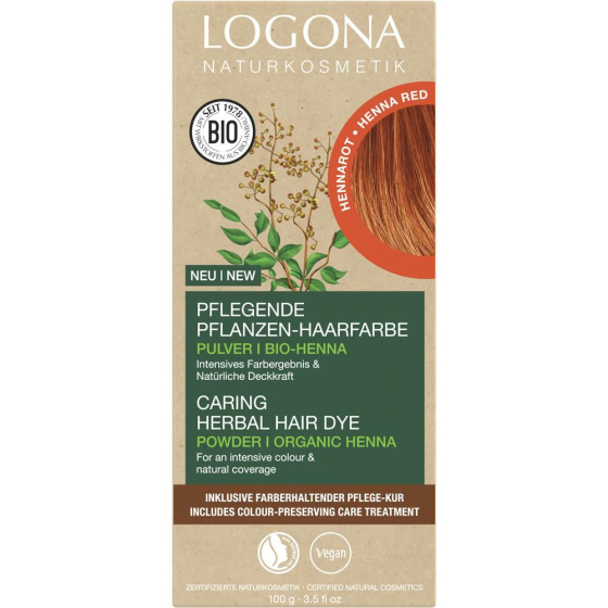 Logona Pflanzenhaarfarbe Pulver -  Hennarot, 100 g