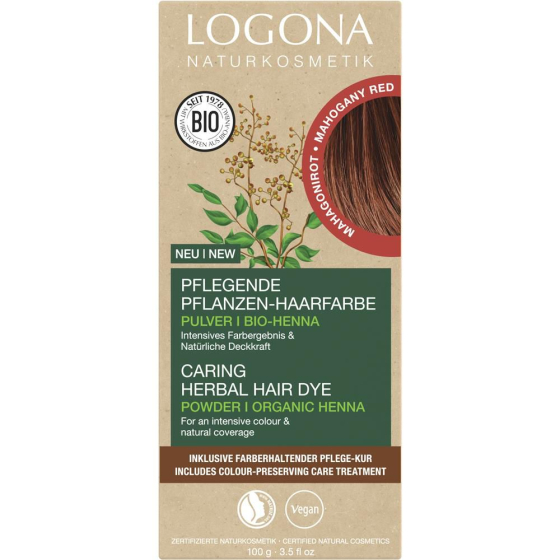 Logona Pflanzenhaarfarbe Pulver - Mahagonirot, 100 g