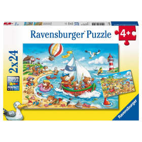 Ravensburger Kinderpuzzle Urlaub am Meer, 2 x 24 Teile