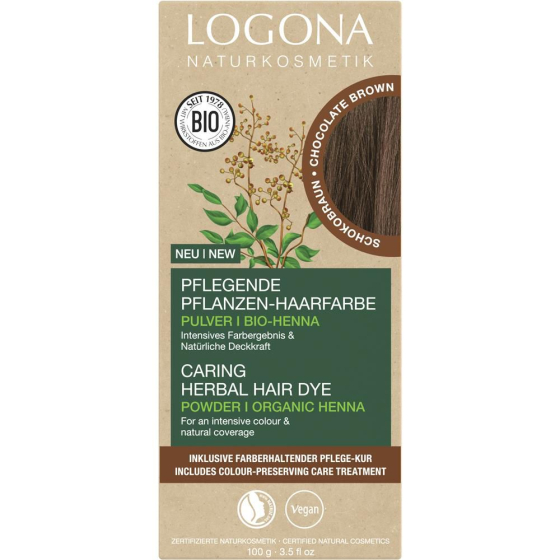 Logona Pflanzenhaarfarbe Pulver - Schokobraun, 100 g