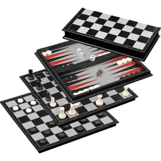 Philos Schach Backgammon Dame-Set - Feld 37 mm