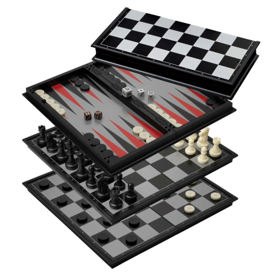 Philos Schach Backgammon Dame-Set - Feld 37 mm