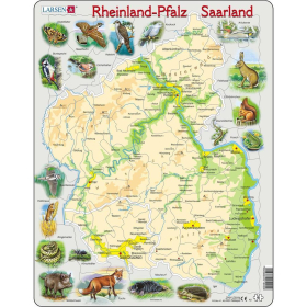 *Larsen Puzzle Rheinland-Pfalz physische Karte, 66 Teile