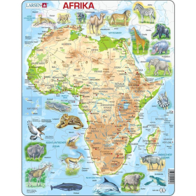 Larsen Puzzle Afrika-Karte mit Tieren, 63 Teile