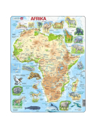 Larsen Puzzle Afrika-Karte mit Tieren, 63 Teile