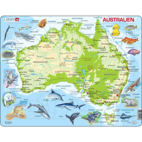Larsen Puzzle Australien mit Tieren, 65 Teile