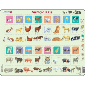 Larsen Puzzle MemoPuzzle Eltern und Kind, Tiere, 32 Teile