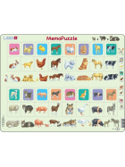 Larsen Puzzle MemoPuzzle Eltern und Kind, Tiere, 32 Teile