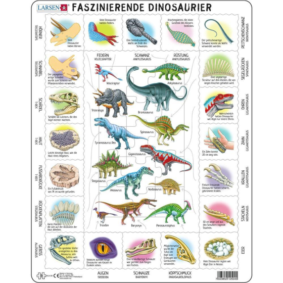 Larsen Puzzle Faszinierende Dinosaurier, 35 Teile