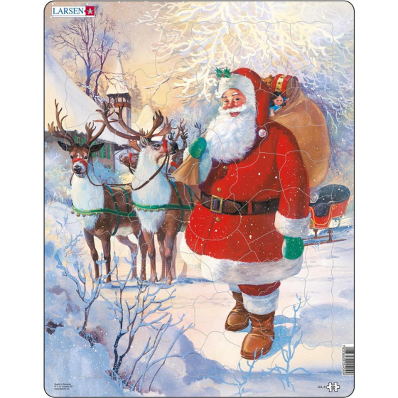 Larsen Puzzle Weihnachtsmann mit Schlitten, 50 Teile