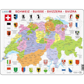 Larsen Puzzle Schweiz Politisch, 70 Teile