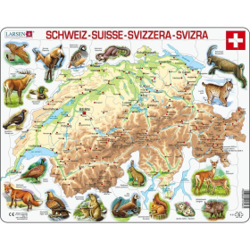 Larsen Puzzle Schweiz Physisch mit Tieren, 75 Teile