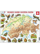 Larsen Puzzle Schweiz Physisch mit Tieren, 75 Teile