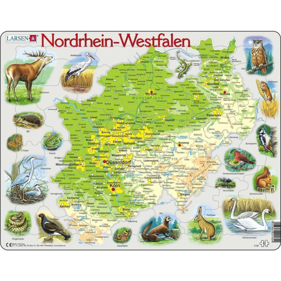Larsen Puzzle Nordrhein-Westfalen Physical with Animals, 61 Teile