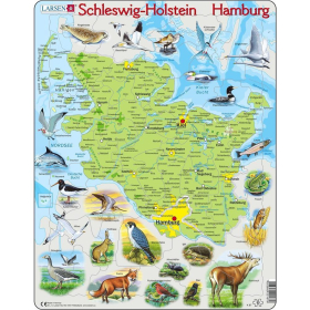 Larsen Puzzle Physische Karte von Schleswig-Holstein und...