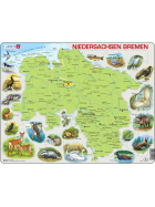 Larsen Puzzle Physische Karte von Niedersachsen und Bremen, 54 Teile