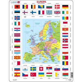 Larsen Puzzle Karte/Flagge - Europa, 70 Teile