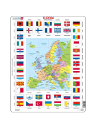 Larsen Puzzle Karte/Flagge - Europa, 70 Teile