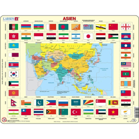 Larsen Puzzle Karte/Flagge - Asien, 70 Teile