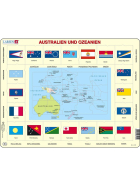 Larsen Puzzle Karte/Flagge - Australien und Ozeanien, 35 Teile