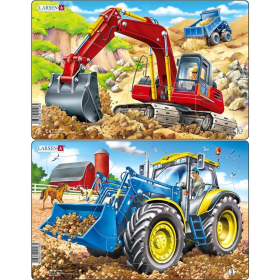 Larsen Puzzle Traktor und Bagger, 15 Teile