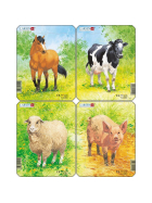 Larsen Puzzle Tierzeichnungen Pferd, Kuh, Schaf, Schwein, 5 Teile