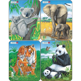 Larsen Puzzle Koala, Elefant, Tiger, Panda, 8 Teile