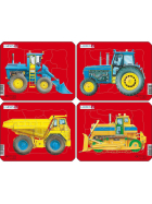 Larsen Puzzle Traktoren, Muldenkipper und Bulldozer, 10 Teile