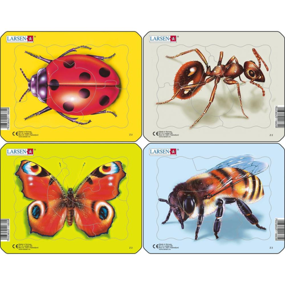Larsen Puzzle Insekten Marienkäfer, Ameise, Schmetterling, Vasps, 5 Teile