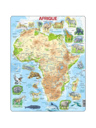 Larsen Puzzle Français Carte de lAfrique avec les animaux, 63 Teile