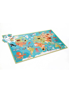 Puzzle Weltkarte mit Tieren, 100 Teile