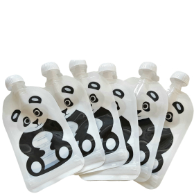 FillnSqueeze Pouchys mit Bodenöffnung Panda 6er Pack, weiss, schwarz