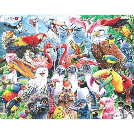 Larsen Puzzle Fröhliche Vögel aus aller Welt, 115 Teile