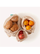 Wild & Stone Obst & Gemüse Netztragetaschen aus Bio-Baumwolle, wiederverwendbar, 3er Set