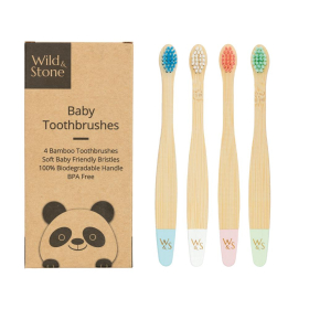 Wild & Stone Baby Bambus Zahnbürste, extra soft, mehrfarbig, 4er Pack