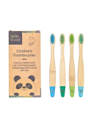 Wild & Stone Kinder Bambus Zahnbürsten, soft, aqua, 4er Pack