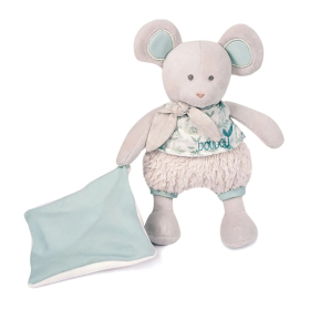 Doudou Bio Maus mit Schmusetuch,olivgrün 22cm