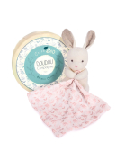 Doudou Bio Hase mit Schmusetuch, rosa 15cm