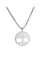 Perlstein Baum des Lebens 2 Seelen Halskette, Edelstahl, Silber, 60 cm