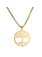 Perlstein Baum des Lebens 2 Seelen Halskette, Edelstahl, Gold, 60 cm