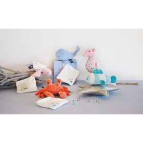 Doudou Wal mit Schmusetuch, blau 15cm