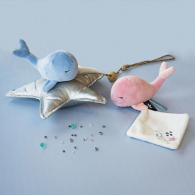 Doudou Wal mit Schmusetuch, blau 15cm