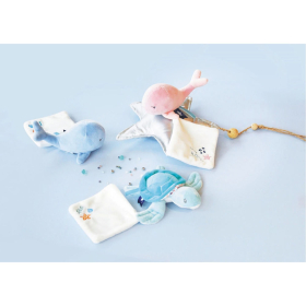 Doudou Wal mit Schmusetuch, blau 15cm