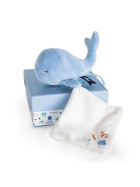 Doudou Wal mit Schmusetuch, blau 15cm