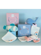 Doudou Wal mit Schmusetuch, blau 15cm