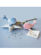 Doudou Wal mit Schmusetuch, blau 15cm