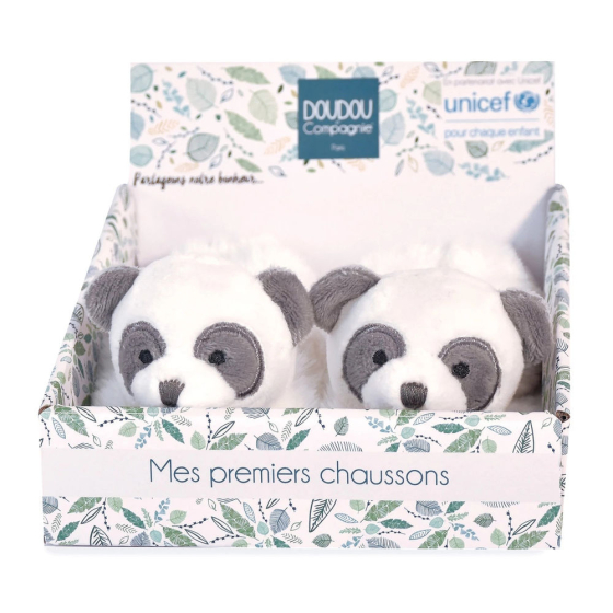 Doudou Unicef Füsslinge mit Rassel Panda 0-6M