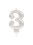 Amscan Zahlenkerze 3 silber